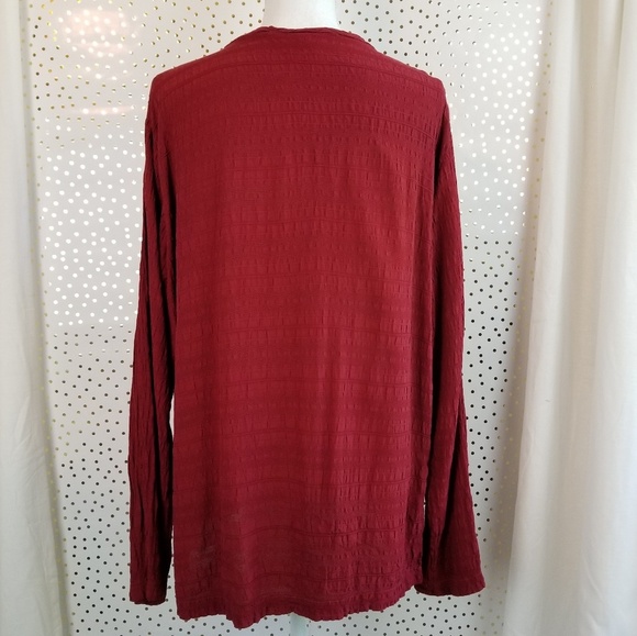 CP Shades Maroon V-Neck Textured Long Sleeve Top - Picture 4 of 5